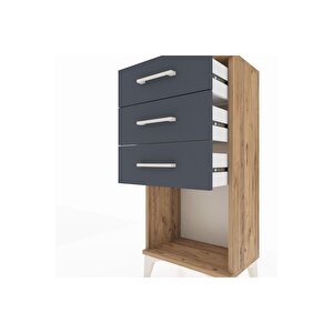 Arges Komodin 3 Çekmeceli 44x30x96 Çam-antrasit