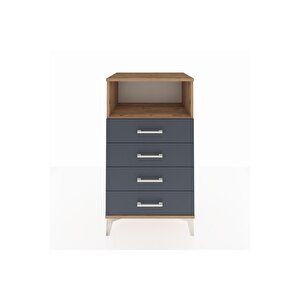 Hyperion Komodin Tek Raflı 4 Çekmeceli 60x44x106 Çam-antrasit