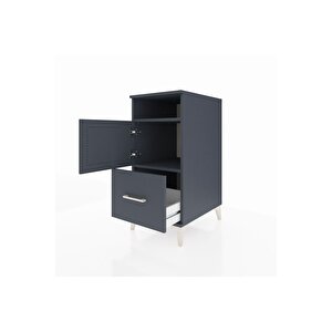 Kronos Komodin 2 Raflı Tek Çekmeceli Tek Kapaklı 44x59x96 Antrasit-antrasit