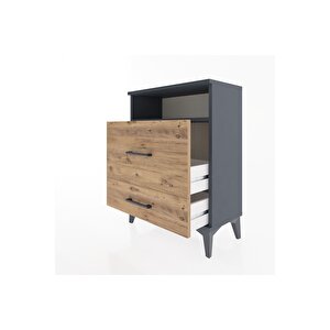 Arges Komodin Tek Raflı 2 Çekmeceli 60x30x80 Antrasit-çam
