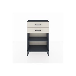 Arges Komodin Tek Raflı 2 Çekmeceli 60x30x96 Antrasit-aytaşı
