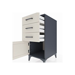 Kronos Komodin 3 Çekmeceli Tek Kapaklı 44x59x96 Antrasit-aytaşı