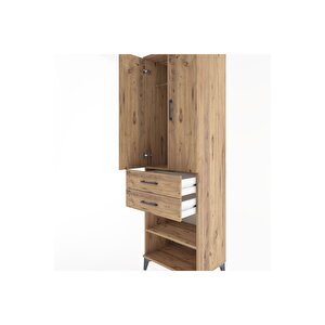 Hyperion Dolap 2 Raflı 2 Çekmeceli Tek Askılı 60x44x195 Çam-çam