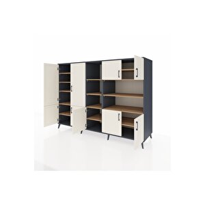 Kronos Dolap 14 Raflı 9 Kapaklı 220x59x163 Antrasit-aytaşı/çam