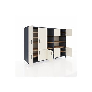 Kronos Dolap 14 Raflı 9 Kapaklı 220x59x163 Antrasit-aytaşı/çam