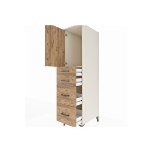 Kronos Dolap Tek Raflı 4 Çekmeceli Tek Kapaklı 44x59x182 Aytaşı-çam