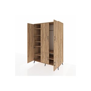 Kronos Dolap 7 Raflı 5 Kapaklı Tek Askılı 132x59x195 Çam-çam/çam