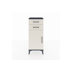 Arges Komodin Tek Raflı 2 Çekmeceli Tek Kapaklı 44x30x106 Antrasit-aytaşı