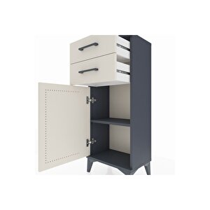 Arges Komodin Tek Raflı 2 Çekmeceli Tek Kapaklı 44x30x106 Antrasit-aytaşı