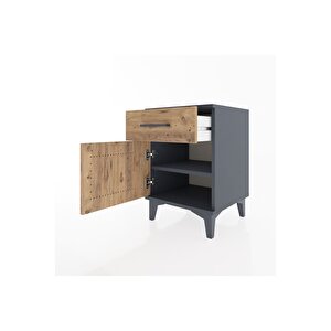 Hyperion Komodin Tek Çekmeceli Tek Kapaklı 44x44x64 Antrasit-çam