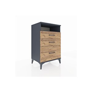 Hyperion Komodin Tek Raflı 3 Çekmeceli 60x44x96 Antrasit-çam