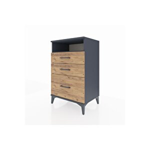 Hyperion Komodin Tek Raflı 3 Çekmeceli 60x44x96 Antrasit-çam