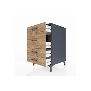 Kronos Komodin 4 Çekmeceli 60x59x96 Antrasit-çam