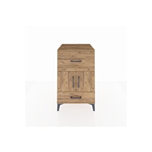 Kronos Komodin Tek Raflı 2 Çekmeceli 2 Kapaklı 60x59x96 Çam-çam