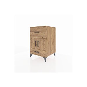 Kronos Komodin Tek Raflı 2 Çekmeceli 2 Kapaklı 60x59x96 Çam-çam