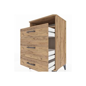 Hyperion Komodin Tek Raflı 3 Çekmeceli 60x44x96 Çam-çam