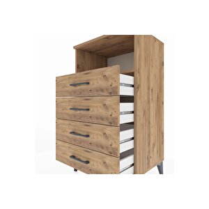 Hyperion Komodin Tek Raflı 4 Çekmeceli 60x44x106 Çam-çam