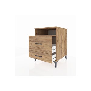 Kronos Komodin Tek Raflı 2 Çekmeceli 60x59x80 Çam-çam