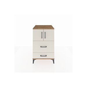 Kronos Komodin Tek Raflı 2 Çekmeceli 2 Kapaklı 60x59x96 Çam-aytaşı