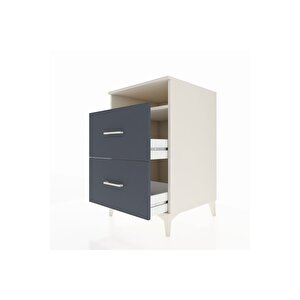 Kronos Komodin Tek Raflı 2 Çekmeceli 60x59x96 Aytaşı-antrasit