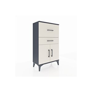 Arges Komodin Tek Raflı 2 Çekmeceli 2 Kapaklı 60x30x106 Antrasit-aytaşı