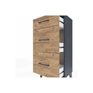 Arges Komodin 3 Çekmeceli 44x30x96 Antrasit-çam