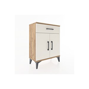 Arges Komodin Tek Raflı Tek Çekmeceli 2 Kapaklı 60x30x80 Çam-aytaşı