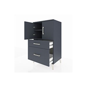 Hyperion Komodin 2 Raflı 2 Çekmeceli 2 Kapaklı 60x44x106 Antrasit-antrasit