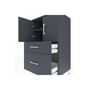 Hyperion Komodin 2 Raflı 2 Çekmeceli 2 Kapaklı 60x44x106 Antrasit-antrasit