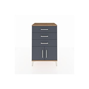 Hyperion Komodin 3 Çekmeceli 2 Kapaklı 60x44x96 Çam-antrasit