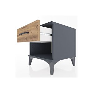 Hyperion Komodin Tek Çekmeceli 44x44x48 Antrasit-çam