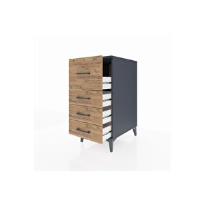 Kronos Komodin 4 Çekmeceli 44x59x96 Antrasit-çam