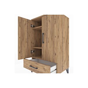 Hyperion Komodin 3 Raflı Tek Çekmeceli 2 Kapaklı 60x44x106 Çam-çam