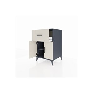 Kronos Komodin Tek Raflı Tek Çekmeceli 2 Kapaklı 60x59x96 Antrasit-aytaşı