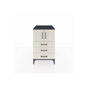 Kronos Komodin Tek Raflı 3 Çekmeceli 2 Kapaklı 60x59x96 Antrasit-aytaşı