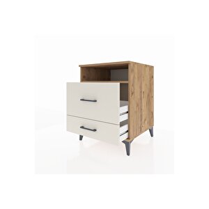 Kronos Komodin Tek Raflı 2 Çekmeceli 60x59x80 Çam-aytaşı