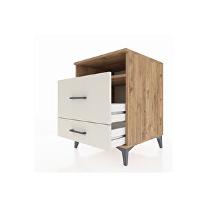 Kronos Komodin Tek Raflı 2 Çekmeceli 60x59x80 Çam-aytaşı