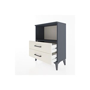 Arges Komodin Tek Raflı 2 Çekmeceli 60x30x80 Antrasit-aytaşı