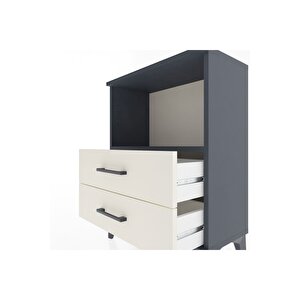 Arges Komodin Tek Raflı 2 Çekmeceli 60x30x80 Antrasit-aytaşı