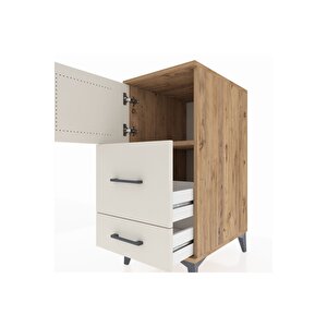Kronos Komodin Tek Raflı 2 Çekmeceli Tek Kapaklı 44x59x96 Çam-aytaşı