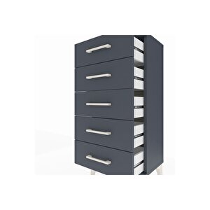 Arges Komodin 5 Çekmeceli 44x30x96 Antrasit-antrasit