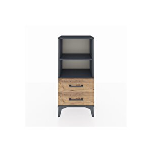Arges Komodin 2 Raflı 2 Çekmeceli 44x30x96 Antrasit-çam