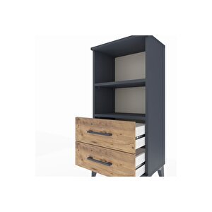 Arges Komodin 2 Raflı 2 Çekmeceli 44x30x96 Antrasit-çam