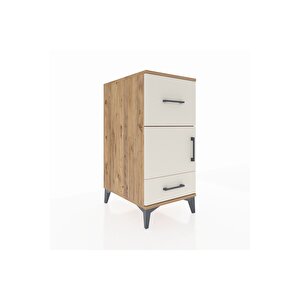 Kronos Komodin Tek Raflı 2 Çekmeceli Tek Kapaklı 44x59x96 Çam-aytaşı