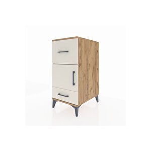 Kronos Komodin Tek Raflı 2 Çekmeceli Tek Kapaklı 44x59x96 Çam-aytaşı