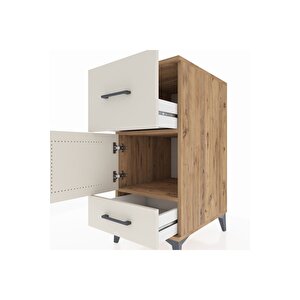 Kronos Komodin Tek Raflı 2 Çekmeceli Tek Kapaklı 44x59x96 Çam-aytaşı