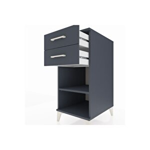 Kronos Komodin Tek Raflı 2 Çekmeceli 44x59x96 Antrasit-antrasit