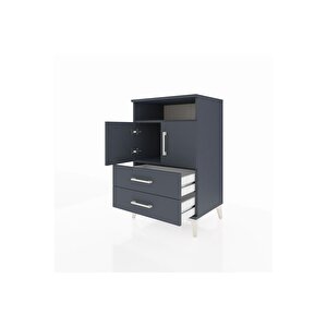 Hyperion Komodin 2 Raflı 2 Çekmeceli 2 Kapaklı 60x44x96 Antrasit-antrasit