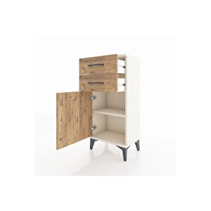 Arges Komodin Tek Raflı 2 Çekmeceli Tek Kapaklı 44x30x96 Aytaşı-çam