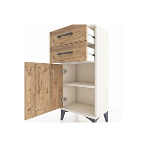 Arges Komodin Tek Raflı 2 Çekmeceli Tek Kapaklı 44x30x96 Aytaşı-çam